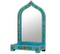 Marrakech Miroir de maquillage avec boîte de rangement pour coiffeuse en bois 38 cm | Miroir sur pied vintage petit Akriti -2 | Miroir de maquillage oriental avec organisateur comme décoration de