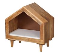 Marrakech Niche pour chien et chat en bois massif 58 cm | Maison pour chien Adiara avec lit pour chien et chat | Tente en bois pour l'intérieur et l'extérieur pour chats de petite et moyenne taille