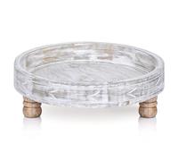 Marrakech - Plateau décoratif bohème rond en bois - 30 x 9 cm - Plateau de service Loka comme décoration de table décorative pour cuisine et salon - Plateau de petit-déjeuner rond vintage pour chambre