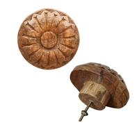 Marrakech - Poignée de meuble décorative bohème Admir en bois 9 cm - Bouton pour tiroirs et armoires sculpté à la main - Décoration vintage de maison de campagne - Bouton en bois unique pour la
