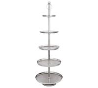 Marrakech Présentoir décoratif Annika XXL 180 cm en aluminium argenté | Présentoir à 5 étages fait à la main | Présentoir à cupcakes et bol à fruits moderne | Équipement de magasin pour boulangerie