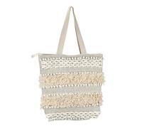 Marrakech Sac bohème pour femme et fille 43 cm | Sac de plage fabriqué à la main en coton Kalpur -3 avec fermeture éclair et poche intérieure | Design crochet pour le quotidien, les vacances et la