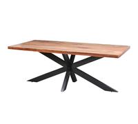 Marrakech Table à manger massive 200 x 100 cm en bois d'acacia | Table de salle à manger industrielle avec structure en métal noir | Table design en bois pour cuisine et salle à manger | Table de