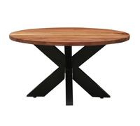 Marrakech Table basse ronde industrielle en bois d'acacia et métal 70 cm | Table de salon Abele | Table basse vintage de style loft | Table basse ronde moderne pour jardin, salon et balcon