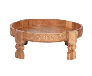 Marrakech Table basse ronde vintage en bois massif 80 cm | Table d'appoint ronde comme décoration orientale du salon | Tables basses rondes massives Jahna sculptées à la main
