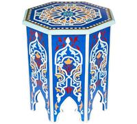 Marrakech Table d'appoint en bois 50 cm de hauteur pour décoration orientale Bleu Gargar