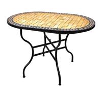 Marrakech - Table de jardin en mosaïque marocaine - 100 x 60 cm - Grande table rectangulaire pliable - Mosaïque méditerranéenne - Table pliante pour balcon ou jardin - Bleu naturel - 100 x 60 cm