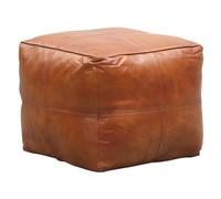 Marrakech - Tabouret d'assise vintage avec rembourrage et en cuir véritable - Pouf Fjord - Marron cognac - 45 cm - Repose-pieds - Décoration scandinave pour chambre à coucher et salon