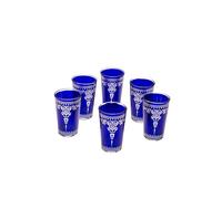 Marrakesch 6 verres à thé Orient Andalous bleus - lot de 6