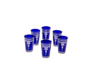 Marrakesch 6 verres à thé Orient Andalous bleus - lot de 6