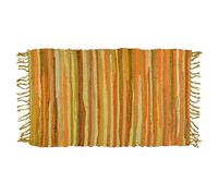 MARRAKESCH Callum Tapis tissé à la main - En coton gris - Petit - 50 x 90 cm - Style bohème à rayures - En coton avec franges - Paillasson pour salon, cuisine, couloir