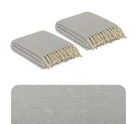 Marrakesch Lot de 2 couvertures en coton - 125 x 150 cm - Petite couverture de canapé pour canapé et canapé - Couverture douillette dans le salon et la chambre à coucher - Plaid bohème avec franges