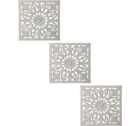 Marrakesch Lot de 3 tableaux muraux en bois 40 cm Grand ornement Adarsch Shabby Blanc Décoration orientale