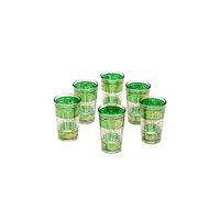 Marrakesch Lot de 6 Verres à thé café coloré marocain Lamia Couleur Vert | Verre de thé Turc en Style Oriental | 6 Photophore en Verre comme décoration Marocaine dans Votre Chambre ou Maison