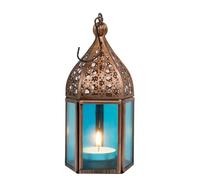 Marrakesch Orient & Mediterran Interior Lanterne Photophore Bougeoir Orientale méditerranéenne Marocaine Arabe Indienne - Meena 16cm - Maroc Marrakech du Jardin de Table. (Bleu)