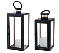 Marrakesch Orient & Mediterran Interior Marrakech Lot de 2 lanternes de jardin 39 cm et 27,5 cm | Lanternes pour l'extérieur Marra noir moderne comme décoration de jardin