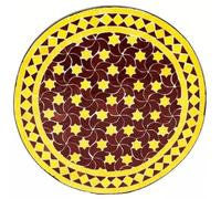 Marrakesch Orient & Mediterran Interior Plaque de mosaïque marocaine Estrella Bordeaux jaune Ø 80 cm