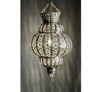 Marrakesch Plafonnier Harem 50cm argenté E27 Douille | Plafonnier Lustre de Salon marocain oriental | Lanterne électrique indienne Vintage design décoration de maison orientale arabe