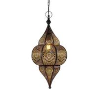 Marrakesch Plafonnier indien oriental Lunar Noir 40cm E27 Douille | Plafonnier Lustre de Salon marocain oriental | Lanterne électrique indienne Vintage design décoration de maison orientale arabe