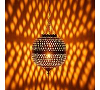 Marrakesch Plafonnier oriental Safiye -Petit Argenté 23cm E27 Douille | Plafonnier Lustre de Salon marocain oriental | Lanterne électrique indienne Vintage design décoration de maison orientale arabe