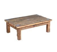 Marrakesch Table basse industrielle en bois 120 x 80 cm | Table basse avec plateau en verre de 8 mm comme décoration vintage de salon | Tables basses rustiques massives Aafke fabriquées à la main