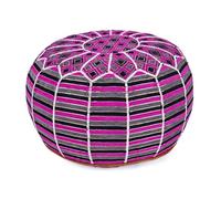 Marrakesh Gallery Pouf marocain bohème non rembourré avec repose-pieds, pouf rond fait à la main avec grand espace de rangement, housse de chaise de sol pour salon, chambre à coucher, idéal comme