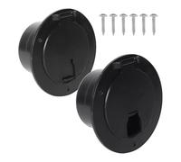 Marran Paquet de 2 Couvercles Noirs de Trappe Camping-Car, Trappe de Câble Électrique Ronde pour Remorque Camping-Car,Couvercle de Trappe de Cordon d'alimentation de Camping-Car avec Vis