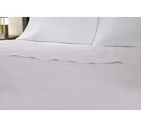 MARRIOTT Hôtel Drap Plat Hemstitch - 100% Satin de Coton Egyptien - 120 Fils - Blanc - King - 270 x 310 cm
