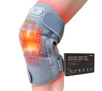 MarrisJjw Masseur électrique chauffant pour genou, avec thérapie par lumière rouge, chaleur et massage pour genoux, coudes, épaules, 3 modes de vibration et de chauffage pour la relaxation (gris