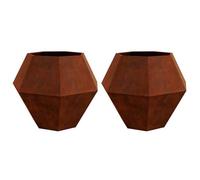 Marron Bac à fleurs&cache-pots - BKM - Jardinière 2 pcs Rouillé 100 x 100 x 80 cm_0514245