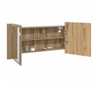 Marron Cabinet Miroir LED - SARAZYJ - Contemporain - avec porte - chêne artisanal 100 x 12 x 45 cm LL1315