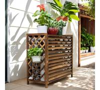 Marron Cache Climatiseur Extérieur Bois, Exterieur, Support À Fleurs Étanche, Couvre-climatiseur, Présentoir Pour Protéger L'unité Extérieure Du(M)