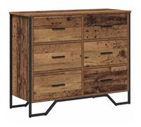 Marron Commode salon/BUFEET - CLARENCE - Avec rangement - Autre Bois Ancien 91 x 35.5 x 74.5 cm - Bois d'ingénierie LV722
