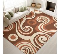 Marron Crème Tapis Vintage Doux Nostalgique Artistique Poster À Poils Courts Tourbillon Lignes - Tapis Doux Moelleux 140 x 200 cm, Antidérapant Salle de séjour Moquette, Ne Perd Pas Ses Poils