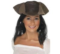 Marron Cuir Look Chapeau Pirate Femmes Hommes Tricon Déguisement Accesso