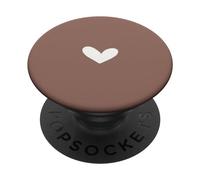 Marron - Cœur Mignon Simple Chic PopSockets PopGrip Adhésif