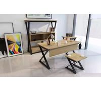 marron Ensemble de meubles bureau bibliothèque tables basses table console 4pcs.