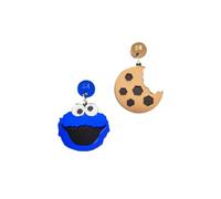 MARRON ET NOIR Boucles d'oreilles monstre bleu avec biscuit - Boucles d'oreilles pendantes artisanales en méthacrylate - Légères et originales - Fabriquées en Espagne - 4,2 x 3,5 cm