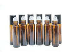 Marron Flacon Roll On Vide 10ml,Flacon Roll On En Verre,Pour Huile Essentielle,Rechargeable,Aromathérapie,Parfum,Massage,Avec [Bille En Acier Inoxydable]-12pcs