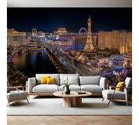 Marron Fluo Papier Peint Intissé Scène nocturne de construction de ville Papier Panoramique Mural Photo 200 x 140 cm Moderne Décor Murale Tableaux Muraux Tapisserie Salon Chambre à Coucher