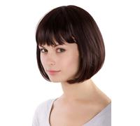 Marron Foncé Kinnlanger Carré Frange Droite Perruque Femmes MA017-2T33 25cm