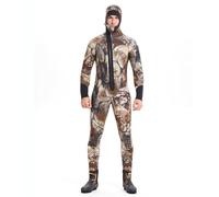 Marron,L,Combinaison Intégrale 5 mm Homme avec Capuche, Néoprène SCR Camouflage, Combinaison de Plongée avec Fermeture Éclair Frontale, Combinaison Thermique pour Eau Froide pour Plongée sous-Marine