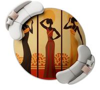 Marron Noir Tapis Rond 120 cm Lavable en Machine pour Salon, Clipart De Femmes Tribales Traditionnelles Tapis Antidérapant Thèmes Imprimé pour Salle à Manger Chambre d’Enfant Nurserie