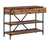 Marron Table console - CLARENCE - Meuble couloir - avec tiroir avec étagère Autre Marron bois CC1094