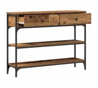 Marron Table console - CLARENCE - Meuble couloir - avec tiroir Bois ancien 100x25x75 cm - CC1066