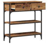 Marron Table console - CLARENCE - Meuble couloir - avec tiroir Bois ancien 72,5x25x75 cm - CC1069