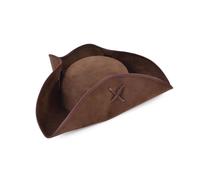 Marron Tricorne Chapeau Pirate Daim Tissu Déguisement Accessoire Hommes Femmes