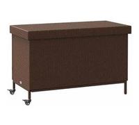 Boîte de rangement de jardin et roues marron résine tressée