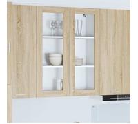Marron Vitrine suspendue avec porte Riga Chêne Sonoma 80x31x100 cm[533712]