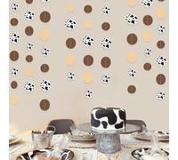 Marron Wild West à Pois Papier Guirlande Bannière Décoration de Fête Brun Kaki à Imprimé Vache Cercle Points Streamer à Suspendre pour Derby Ferme Western Cowboy Anniversaire Bapteme Mariage Decor